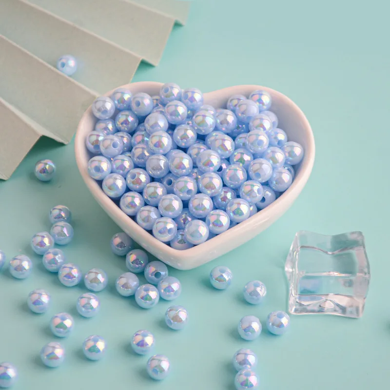500G 6/8/10mm acrylic solid color AB colored rice beads Symphony beads Loose beads Handmade imitation pearls for craft