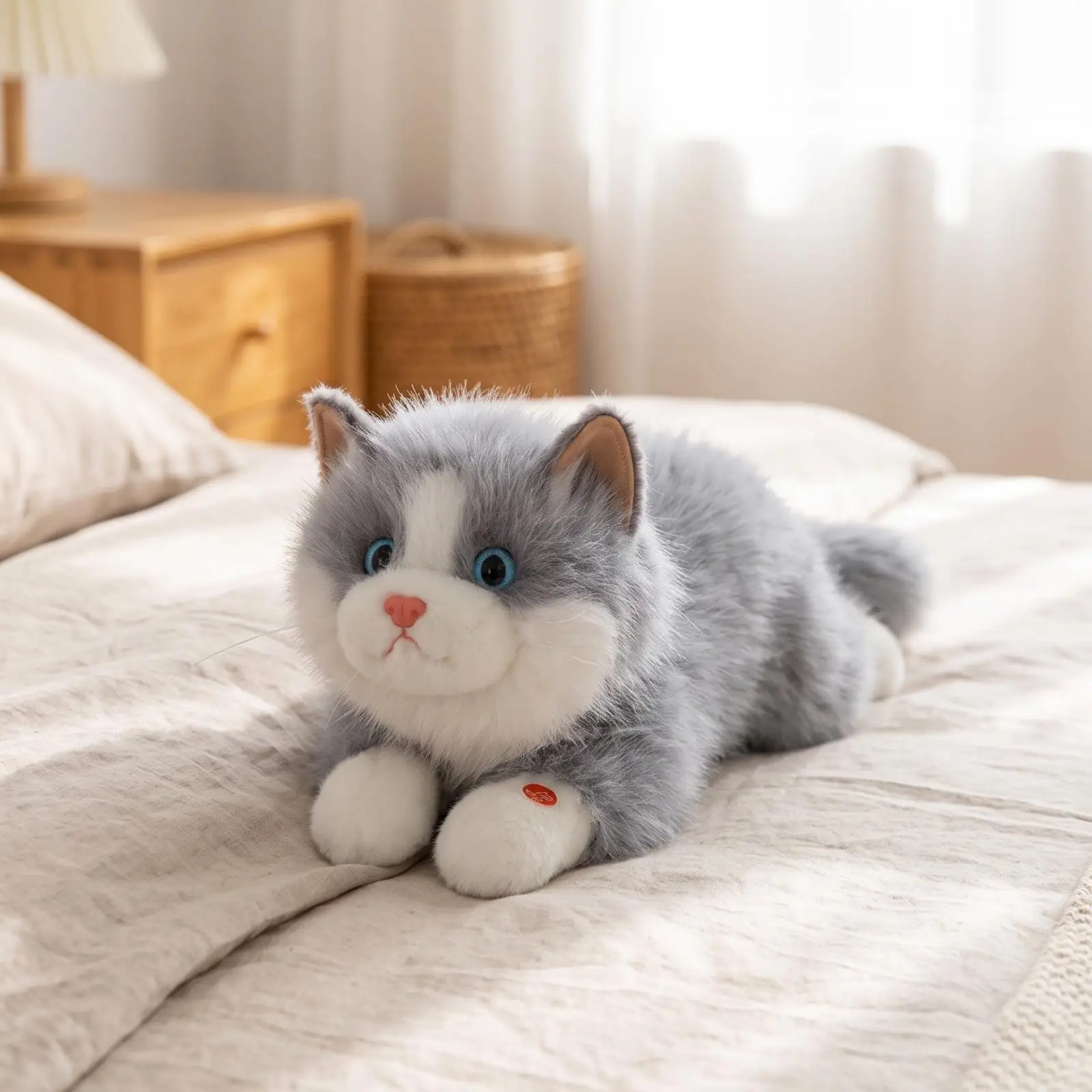 Cuddly Cat with Sound Soft Cuddly Cat Toy Huggable for Kids, Toddlers, Bedtime, Nursery Decor