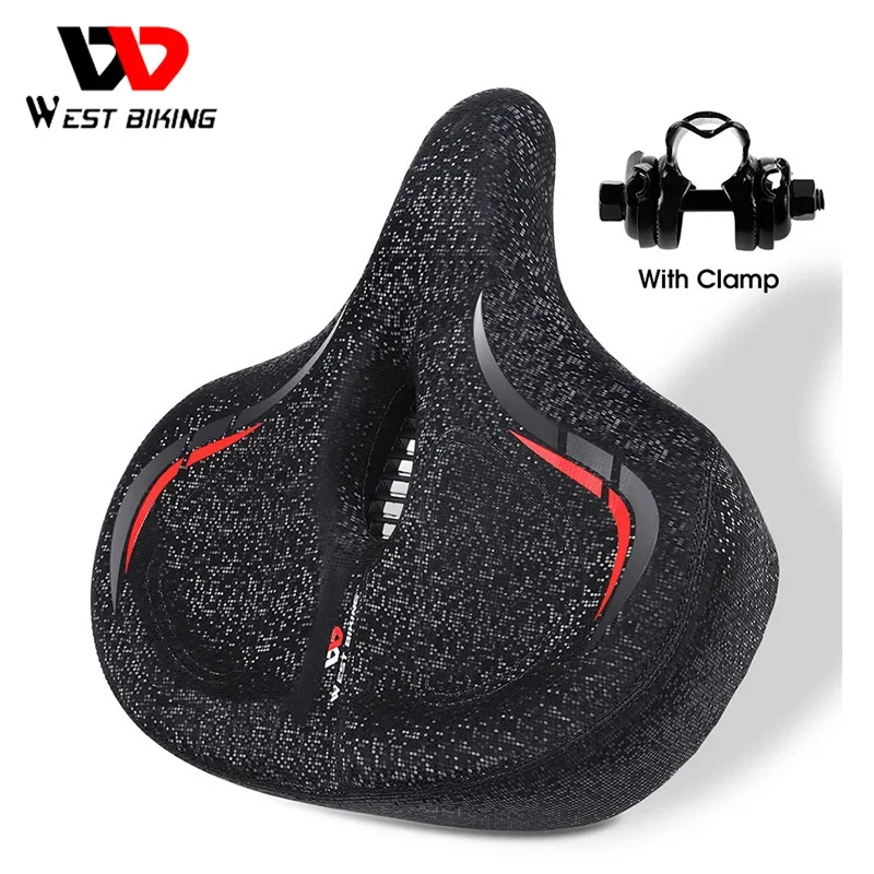 WEST BIKING Oversized MTB Bike Seat Wide Bicycle Sofa-Like Comfy Saddle Universal Electric  Exercise Stationary  