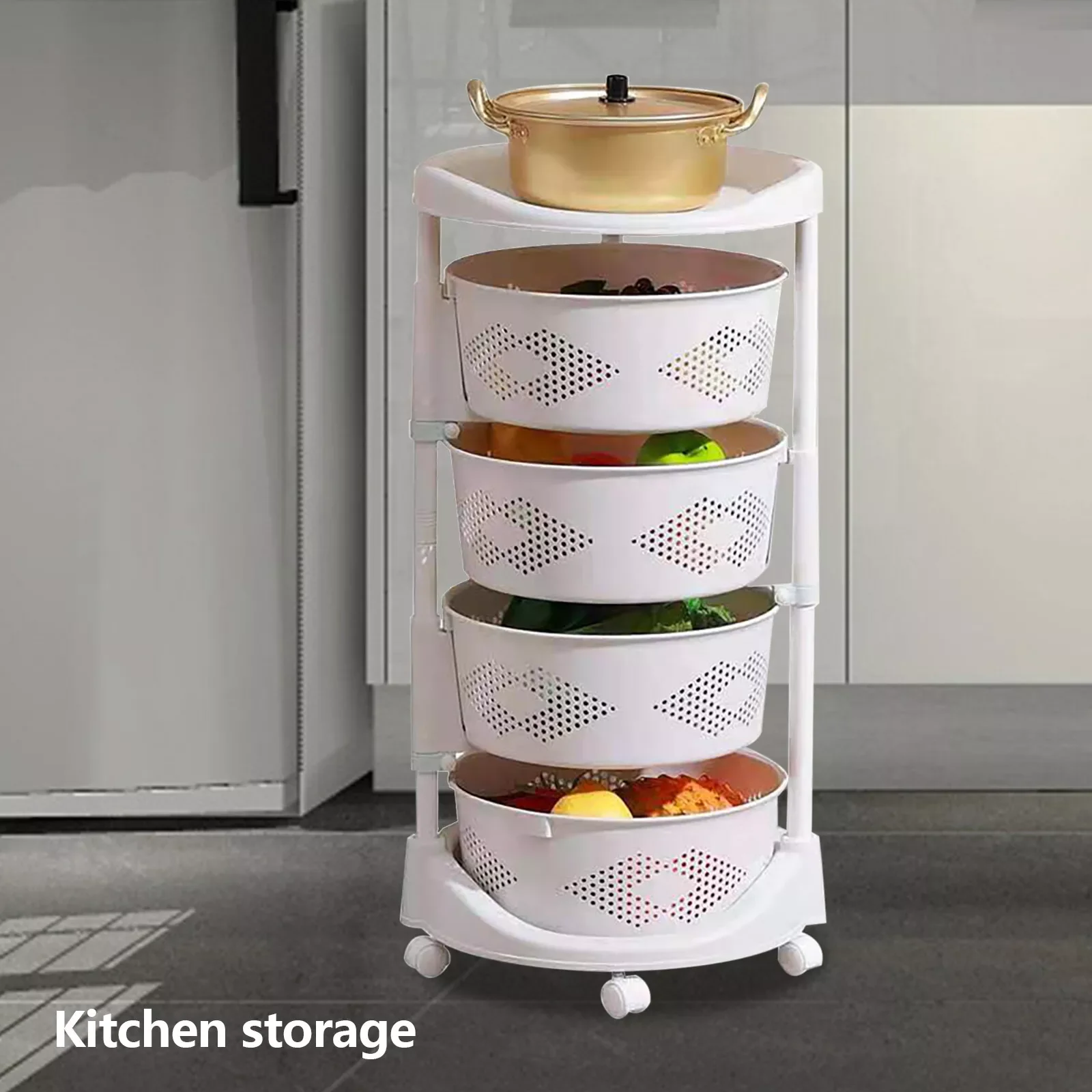 Multi-Layer Vegetable Rotating Basket Rack Fruit Snack Storage Kitchen Organizer