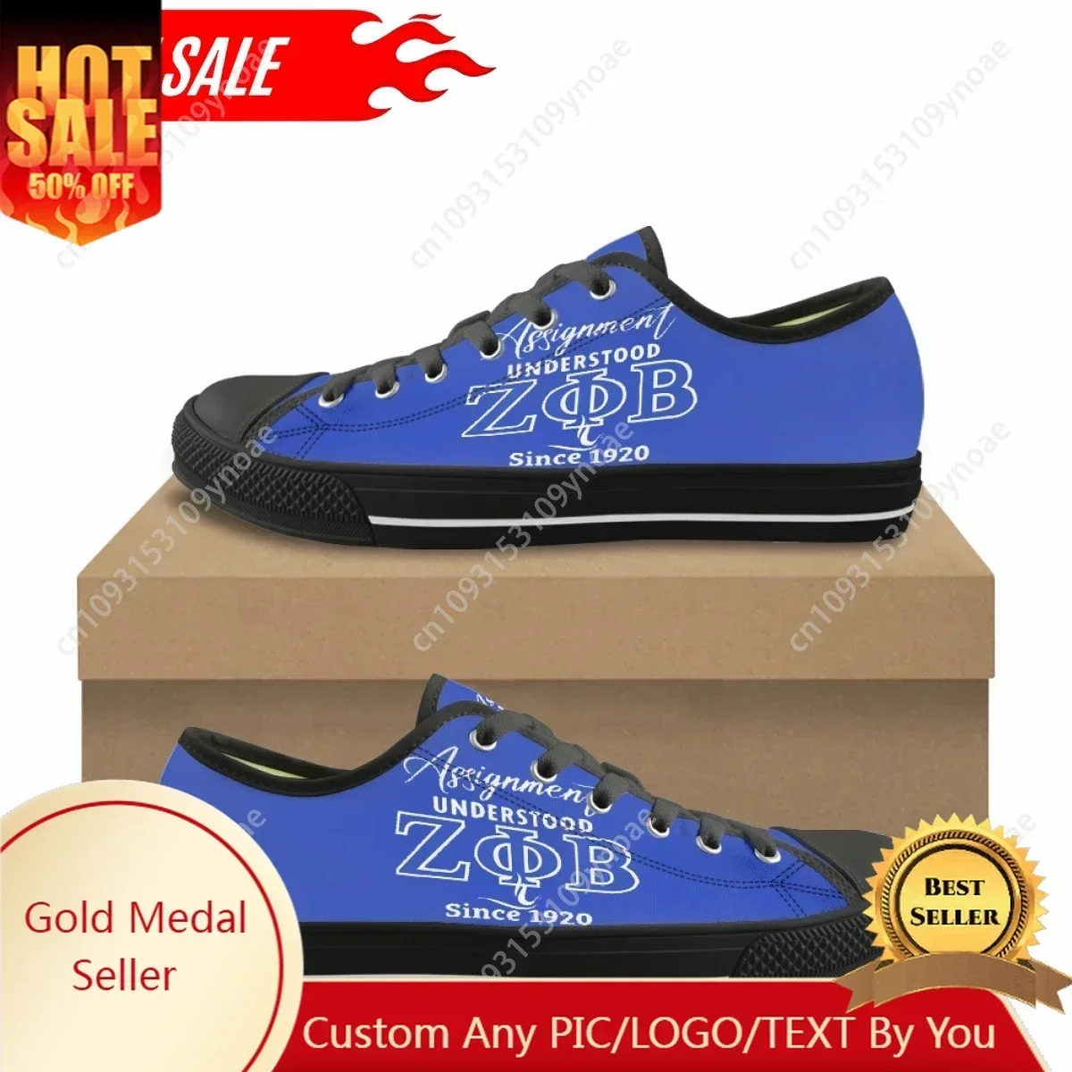 Classic Low Top Canvas Shoes for Women Outdoor Casual Flat Shoes Hot Zeta Phi Beta Sorority 1920 Print Fashion Comfort Sneakers