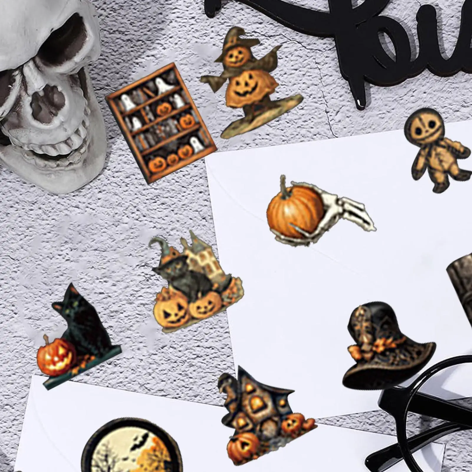 Halloween Stickers Halloween Sticker Pack Ghost Theme Adhesive Decals for Computer Wall Journaling Motorcycle Party Favors Water