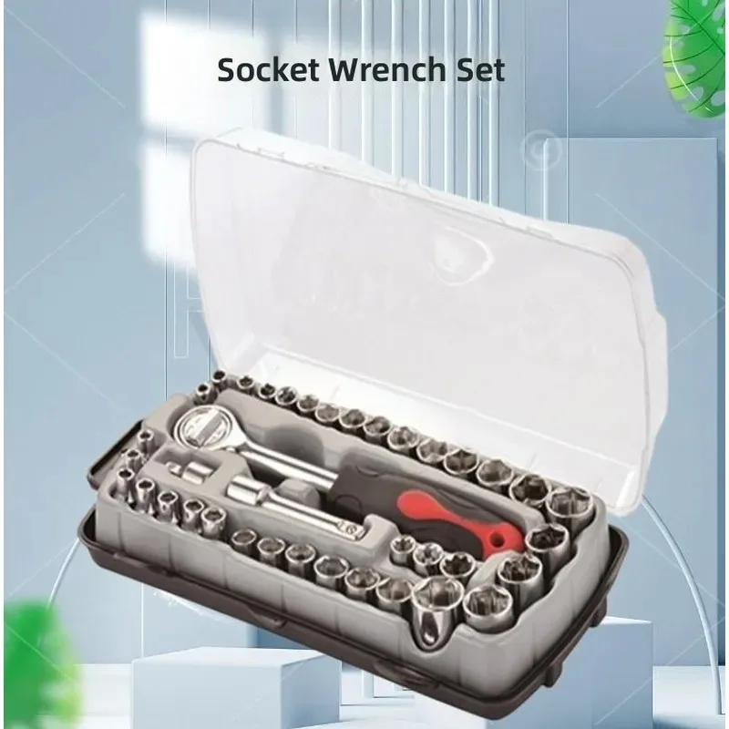 for 40-Piece Socket Set Auto Repair Tools Household Hardware Hexagonal Socket Combination Kit