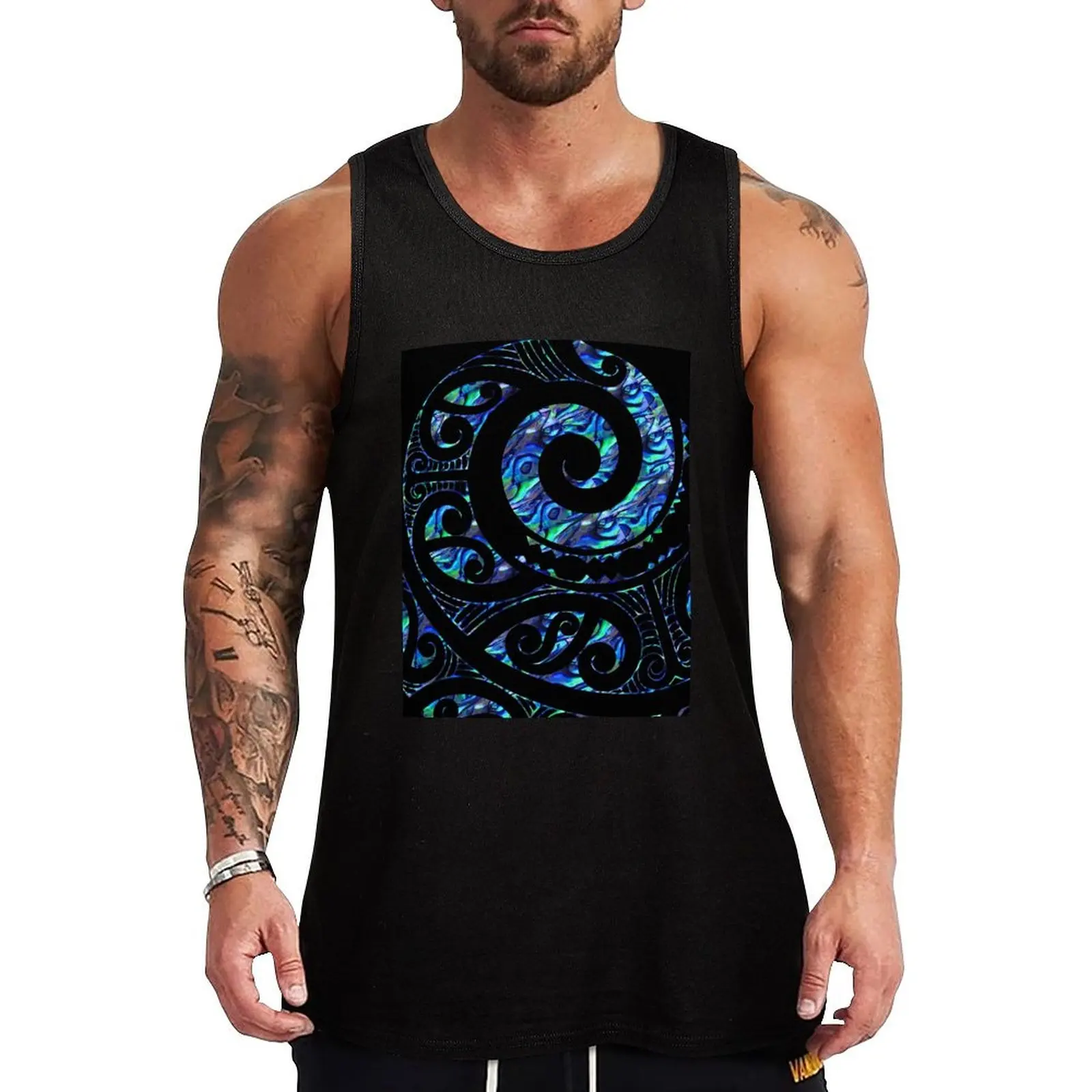 New Zealand Māori Paua Tattoo Koru Design Tank Top Men's clothes luxury style bodybuilding men clothes gym