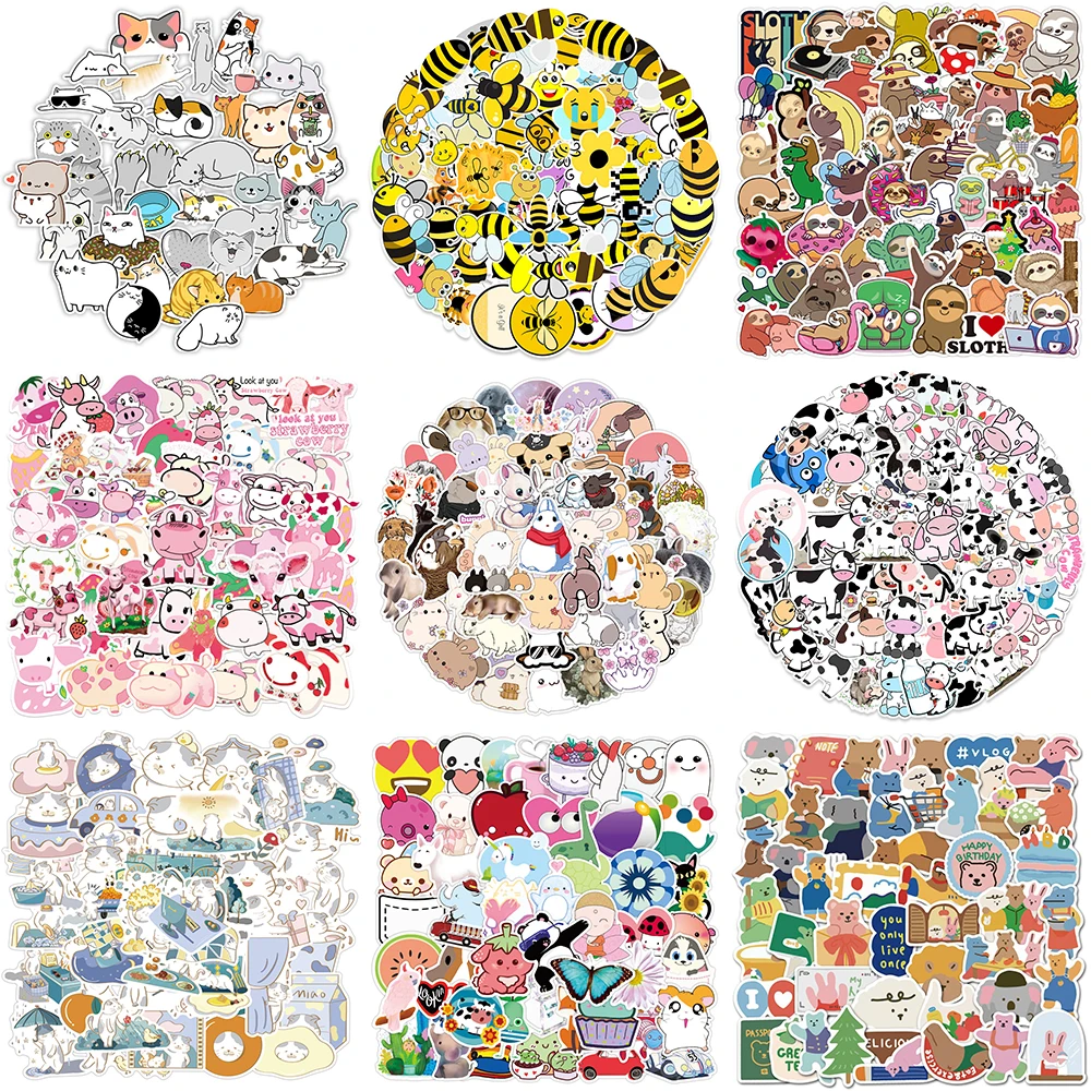 10/30/50PCS Cute Small Animals Stickers Series Creative Kawaii Bear Graffiti Refrigerator Skateboard Helmet Decoration Wholesale