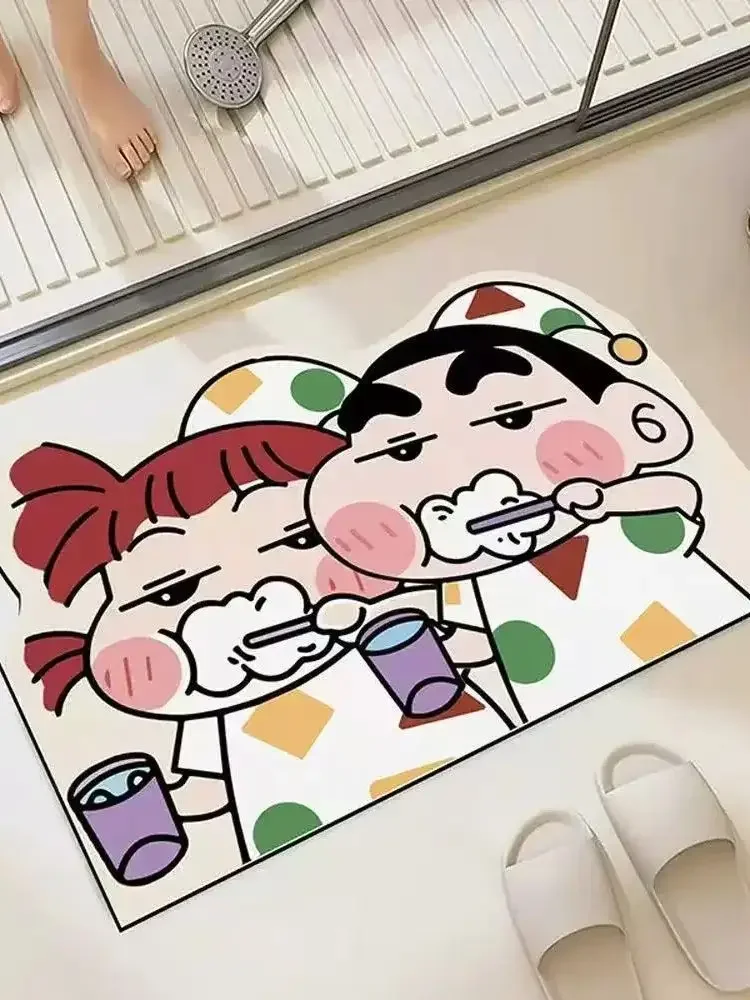 30×40cm Crayon Shin-chan Saugfähige Badematte, Schnelltrocknender Rutschfester Cartoon-Bodenteppich, Anime-Badezimmer-Dekoartikel – Detail 4