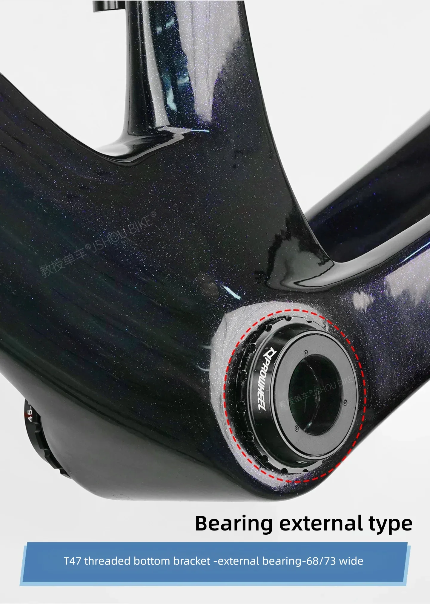 PROWHEEL T47 68/73/85,5mm MTB/Rennrad Tretlager Fahrradkurbel 24mm Externes/Internes Lager 7075 Al CNC für Shimano/SRAM – Detail 2