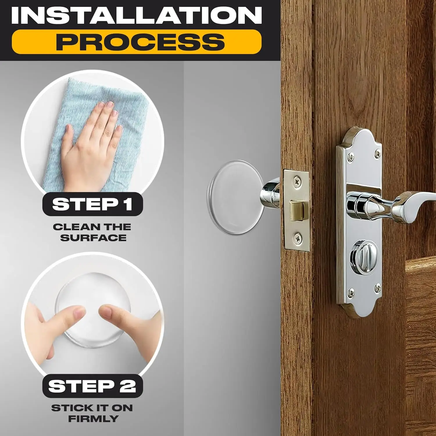 Transparent Door Stopper with Strong Adhesive Backing, Quiet and Shock-Absorbing Silicone Wall Protector to Prevent Door Knots