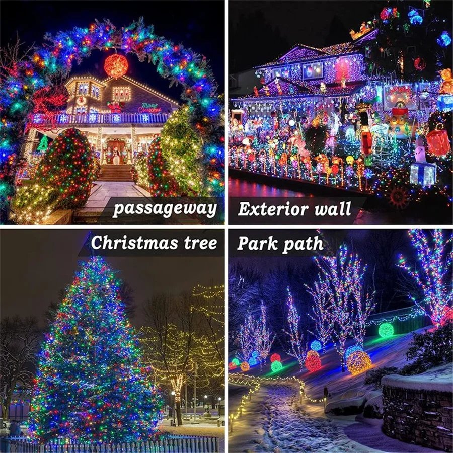 300/500 LEDs Outdoor Weihnachten Lichterketten 8 Modi Wasserdichte Lichterkette für Weihnachtsbaum Garten Hochzeit Party Dekor Girlanden