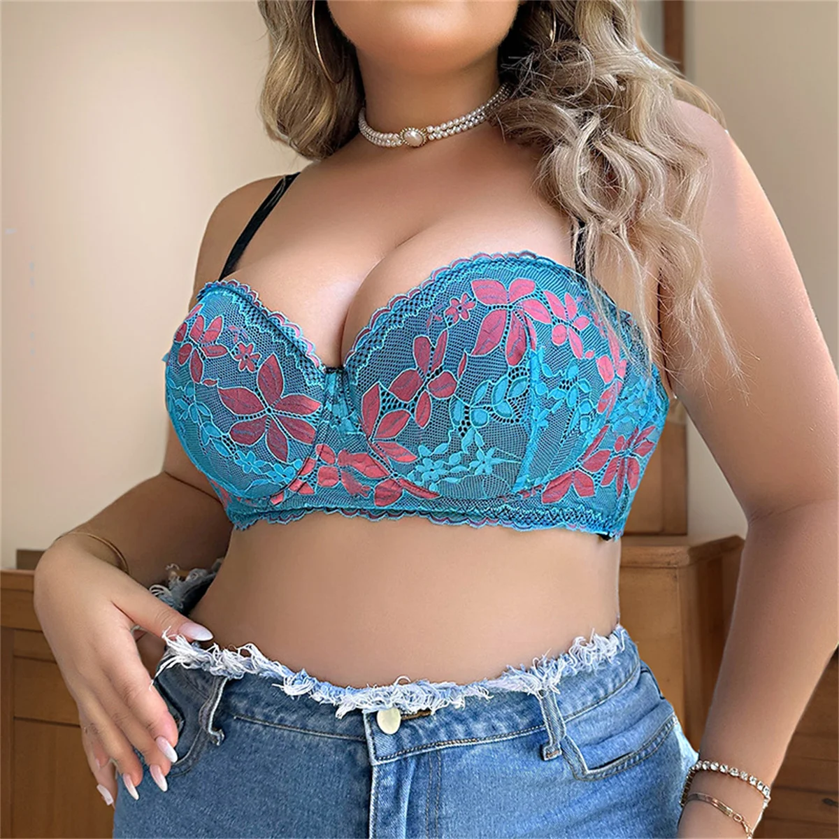 110D Plus size bh Europa en Amerika Plus size bh Kanten verstelbare lingerie Grote borsten en dikke beugel push-up bh