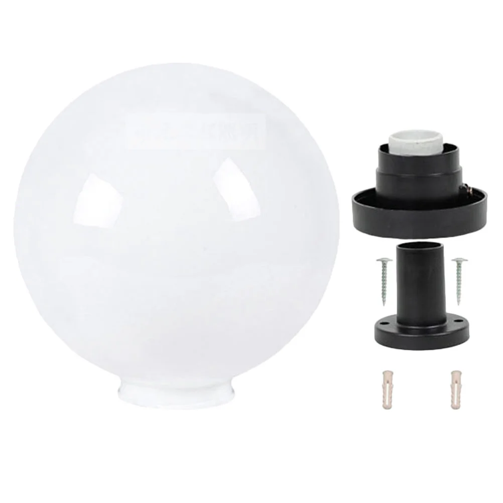 Acrylic Round Lampshade Outdoor Post Lights Spherical Shape Waterproof Garden Patio Deck Column Street Light Fixture