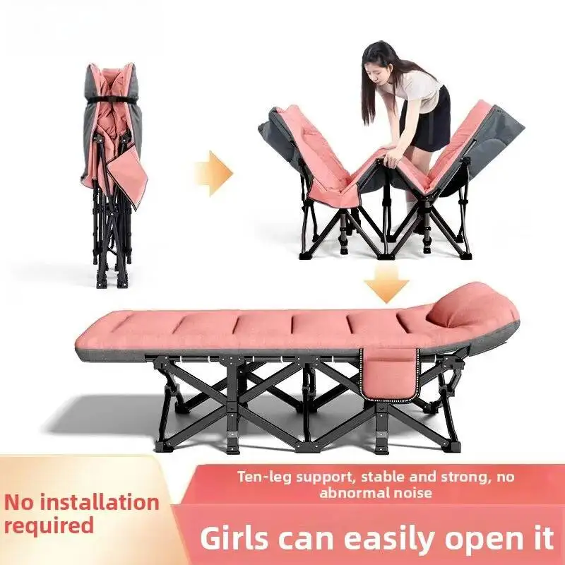 Single-person Foldable Bed Office Nap Chair Home Adult Small Bed Space-saving Field Bed for Companionship