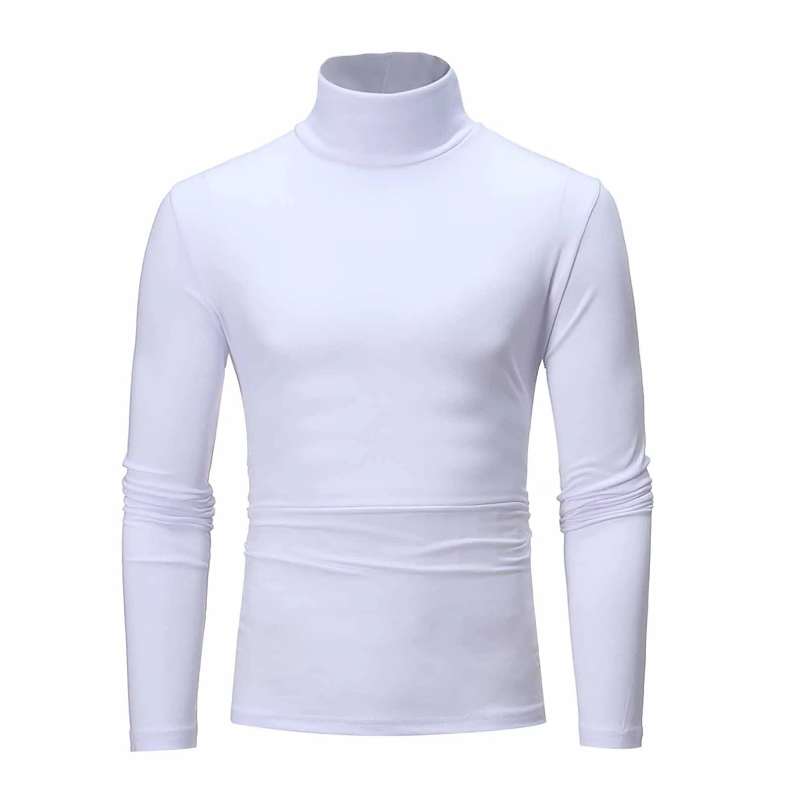 Basic Bottoming Plain T-shirt Fashion Men\'s Casual Slim Fit Basic Turtleneck High Collar Pullover Male Autumn Spring Thin Tops