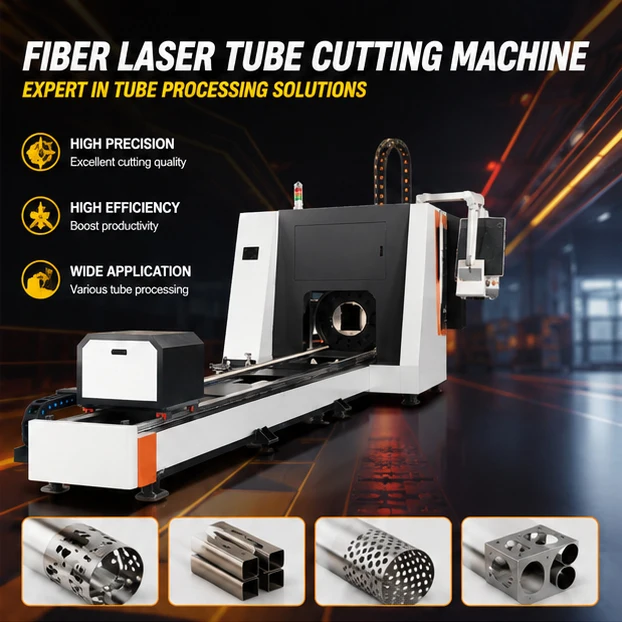 Steel Cnc Metal Tube Pipe Laser Cutter Fiber Laser Cutting Machine Combine Machine Good Price
