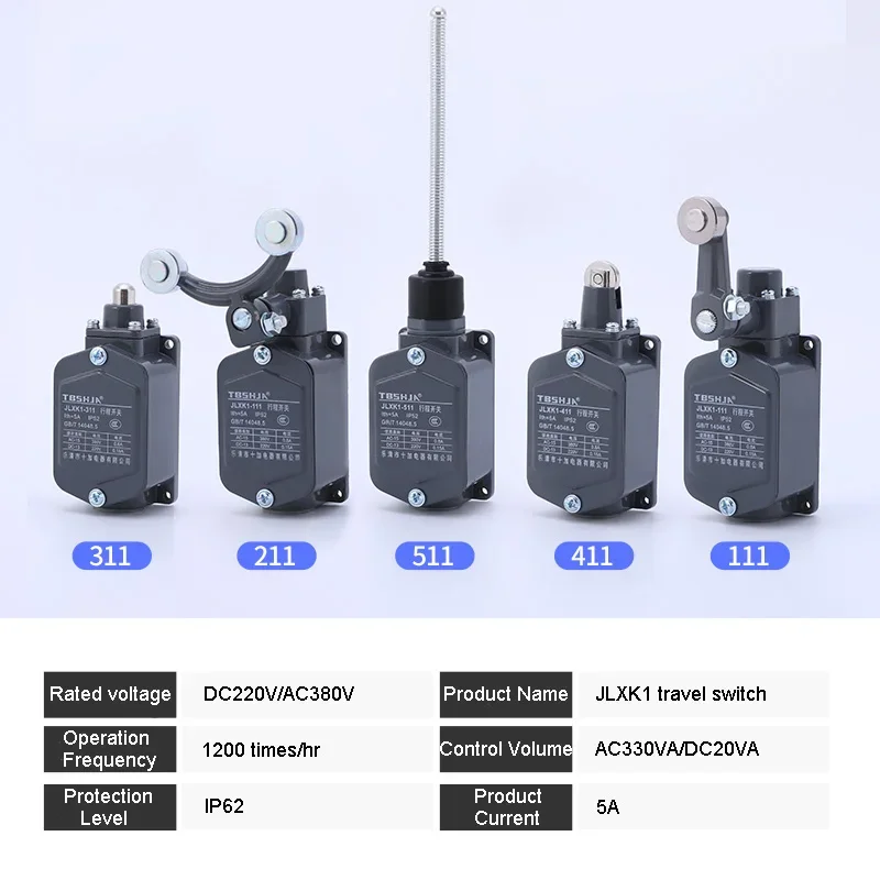 Travel Switches Limit Switches JLXK1-111 JLXK1-311 JLXK1-411 JLXK1-511 Plunger Protected Rocker Arm Self-reset Silver Contacts