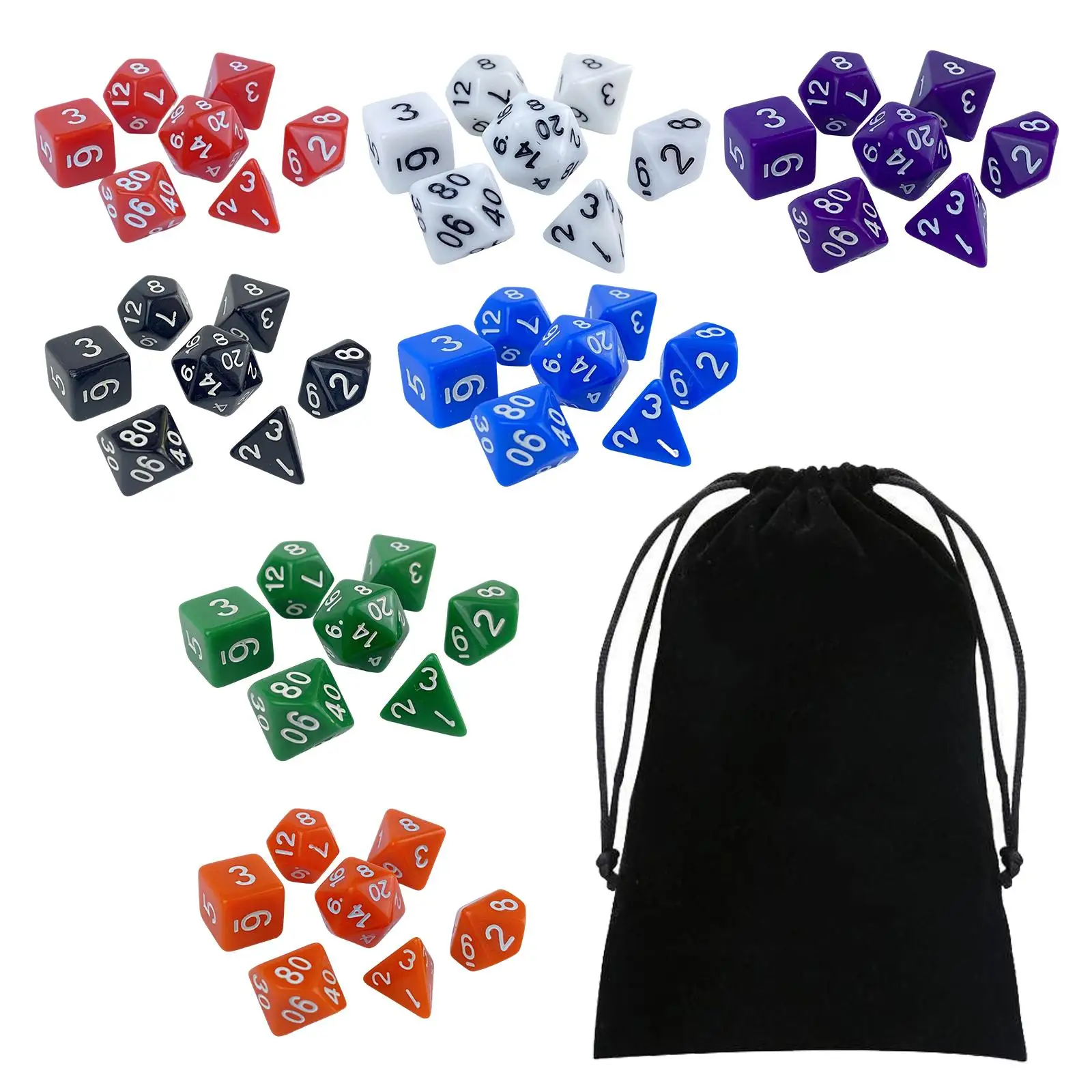 70Pcs Acrylic Polyhedral Dice Set D4-D20 for Role Playing Bar Toys , J, 2cm