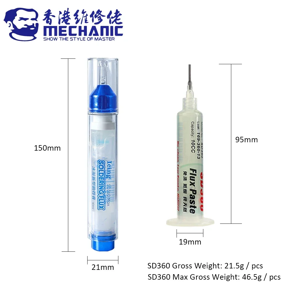 MECHANIC SD360 10cc No-Clean Transparent Solder Paste Welding Advanced Oil Flux For PCB SMD BGA SMT welding Repair tool