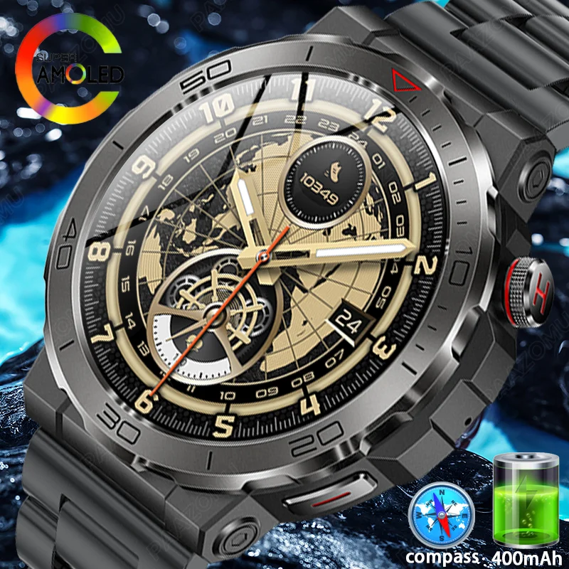 

New Outdoor Men's Smart Watch Compass 1.43-inch AMOLED HD Screen Health Monitoring Sport IP68 Waterproof Women's Smart Watch2024