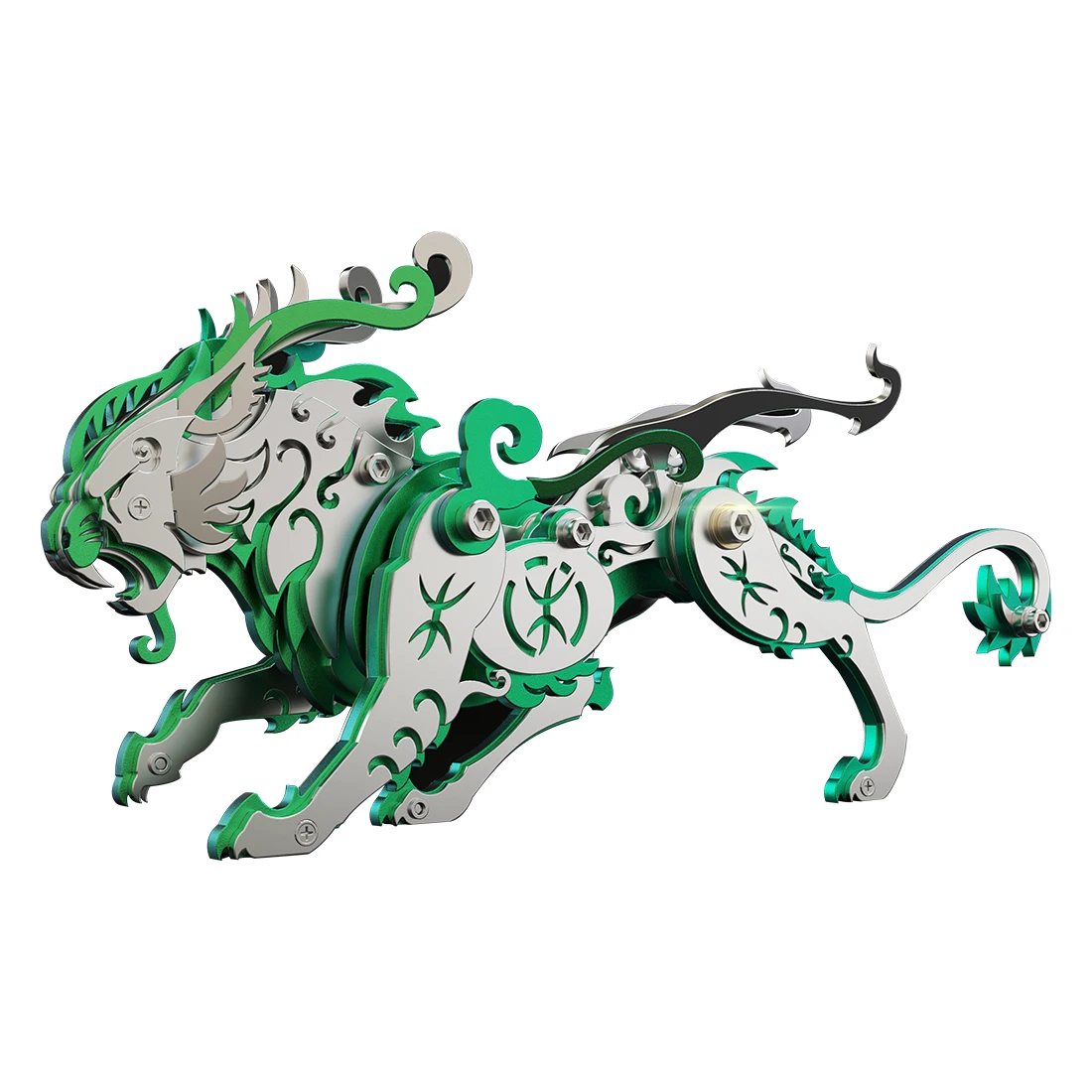 3D Metal Bi'an Tiger  Assembly Model Kit DIY Mini Ancient Chinese Beasts Toys (92PCS/Golden)