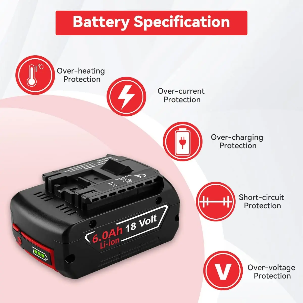 For BOSCH 18V Battery BAT609 BAT610 For Bosch 18V Professional 18V Li-ion Battery Drill Battery GBA18V GSR18V BAT618 BAT619