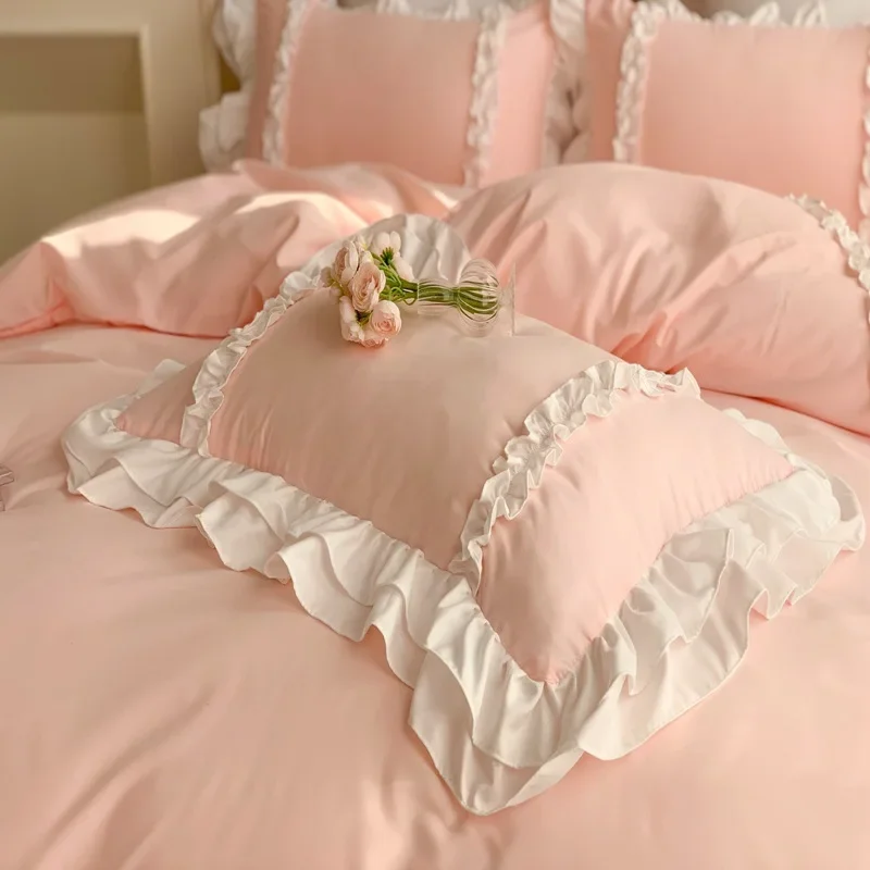 Korean Style Bedding Sets Princess Elegant Lace comforter cover set Duvet Cover Bed for home decor with Sheet and Pillowcases