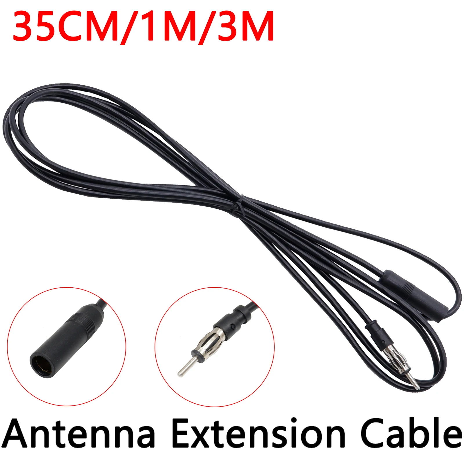 

35CM/100CM/300CM FM Radio Antenna Extension Cable Cord Portable Universal Accessory Black Car Antenna Extension Car Accessories