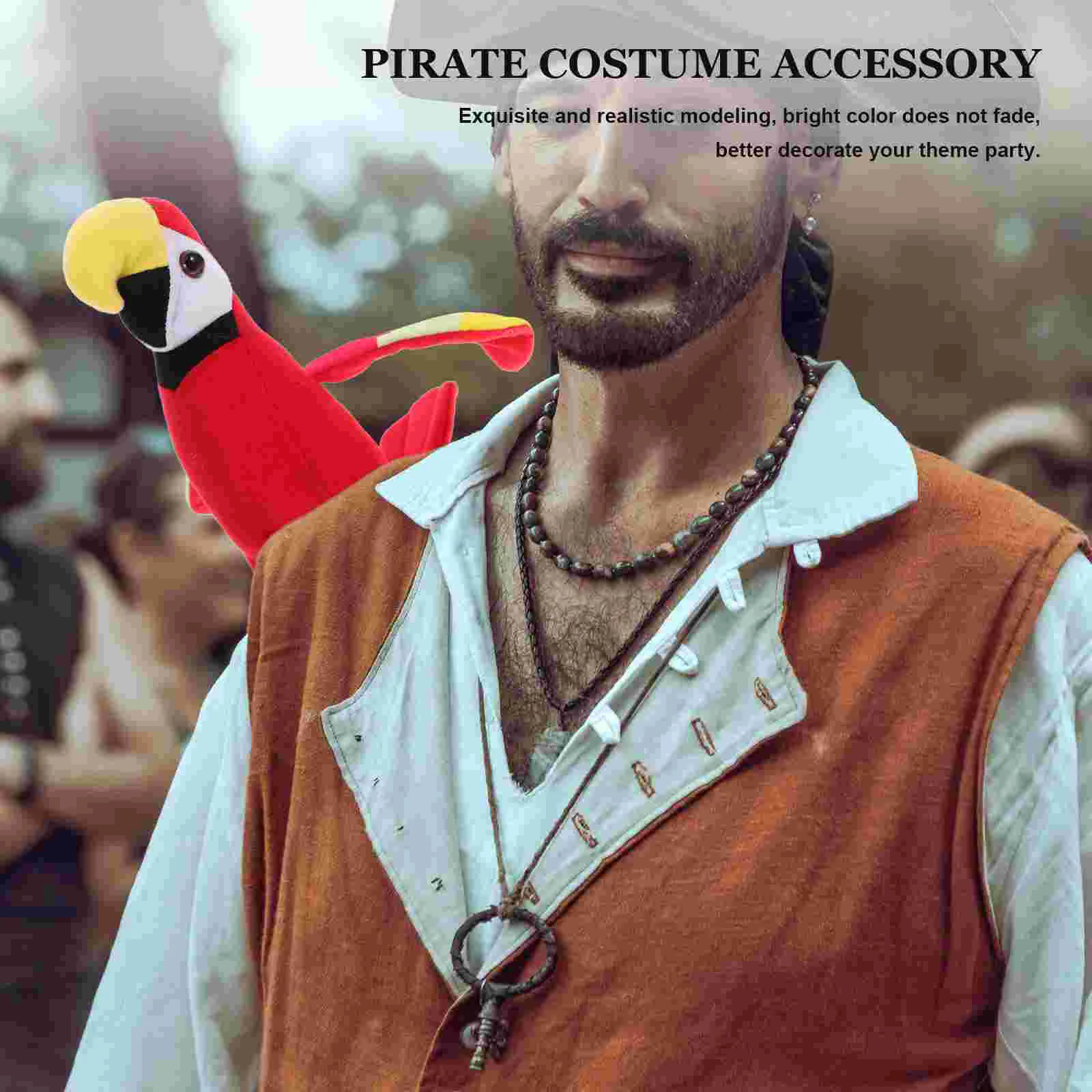 Pirate Parrot Cartoon Stuffed Simulation Ornaments Tropical Luau Party Decorations Plush Kids Cosplay Accessory Bird Toy