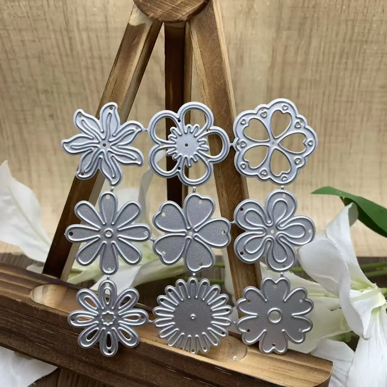 Blumen-Kombinations-Metallstanzformen Mehrschichtige Blütenblätter Florale DIY Scrapbooking Kartenherstellung Stanzformen – Detail 1