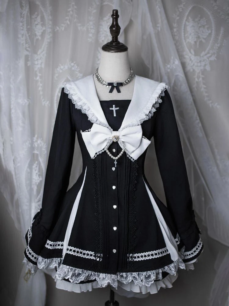 

Комплект из короткого платья и шорт с кружевными вставками для женщин, в стиле Dark Night Melody Subculture, японский стиль, весенний модный комплект