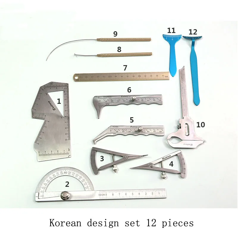 Koreanische Gesichts gestaltung Set Kunststoff Design Lineal Set Doppel Augenlid Nase Instrument Messung Kosmetikerin Beratung Set