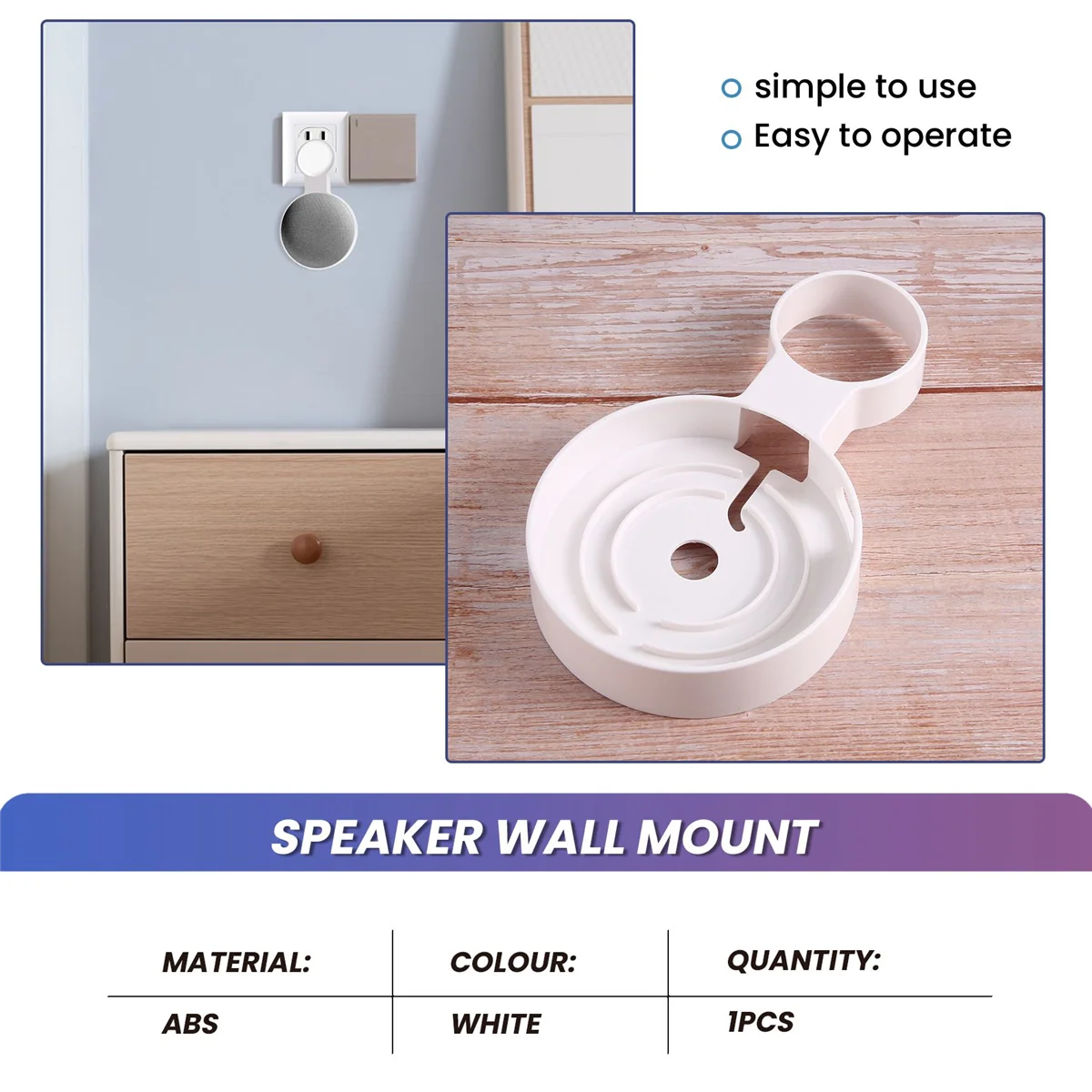 1Pcs Suitable for Google Audio for Google Nest Mini Wall Bracket Second Generation Socket Hanging Hanger Bracket-White ST