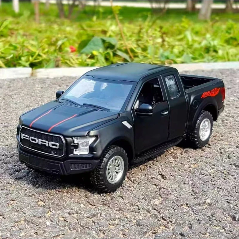 1:32 ford raptor f150 captador veículo off-road diecast liga de metal modelo carro som luz puxar para trás brinquedos amor