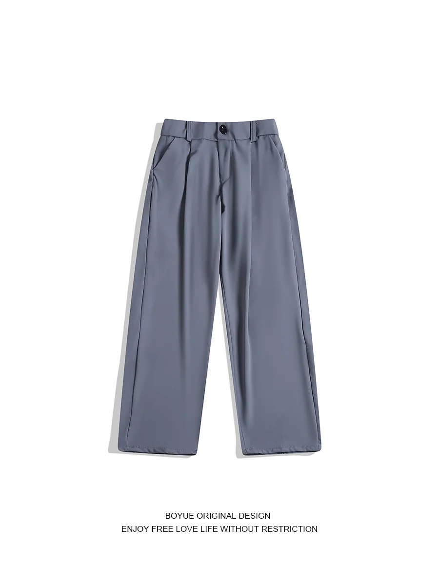 Boyue ريترو اليابانية Sle لون نقي الحرير الجليد Drapey West السراويل ex عادية الراقية الشعور السراويل الطويلة مستقيم الساق الجينز #3