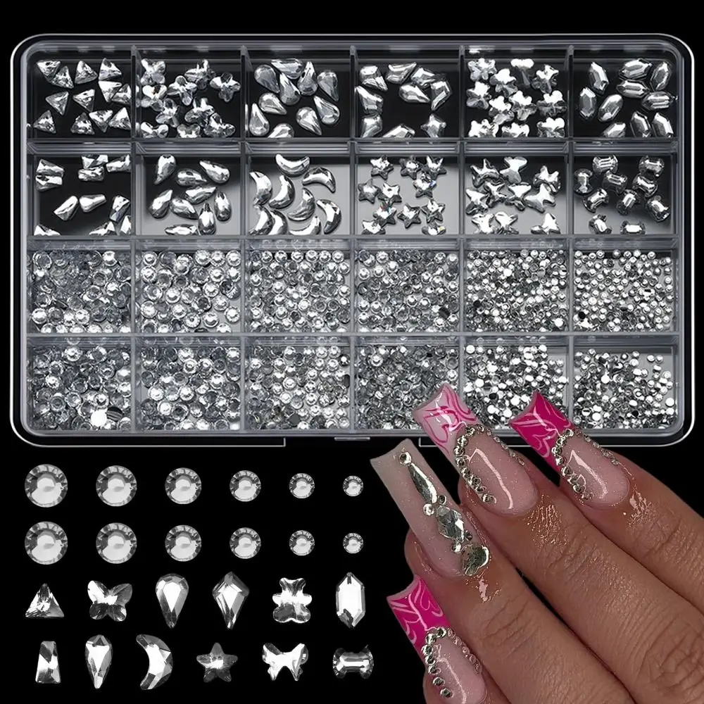 3D Resin Nail Art Rhinestones Brilliant Diamond Flat Bottom Nail Charms Mix Sizes Nail Manicure Accessories