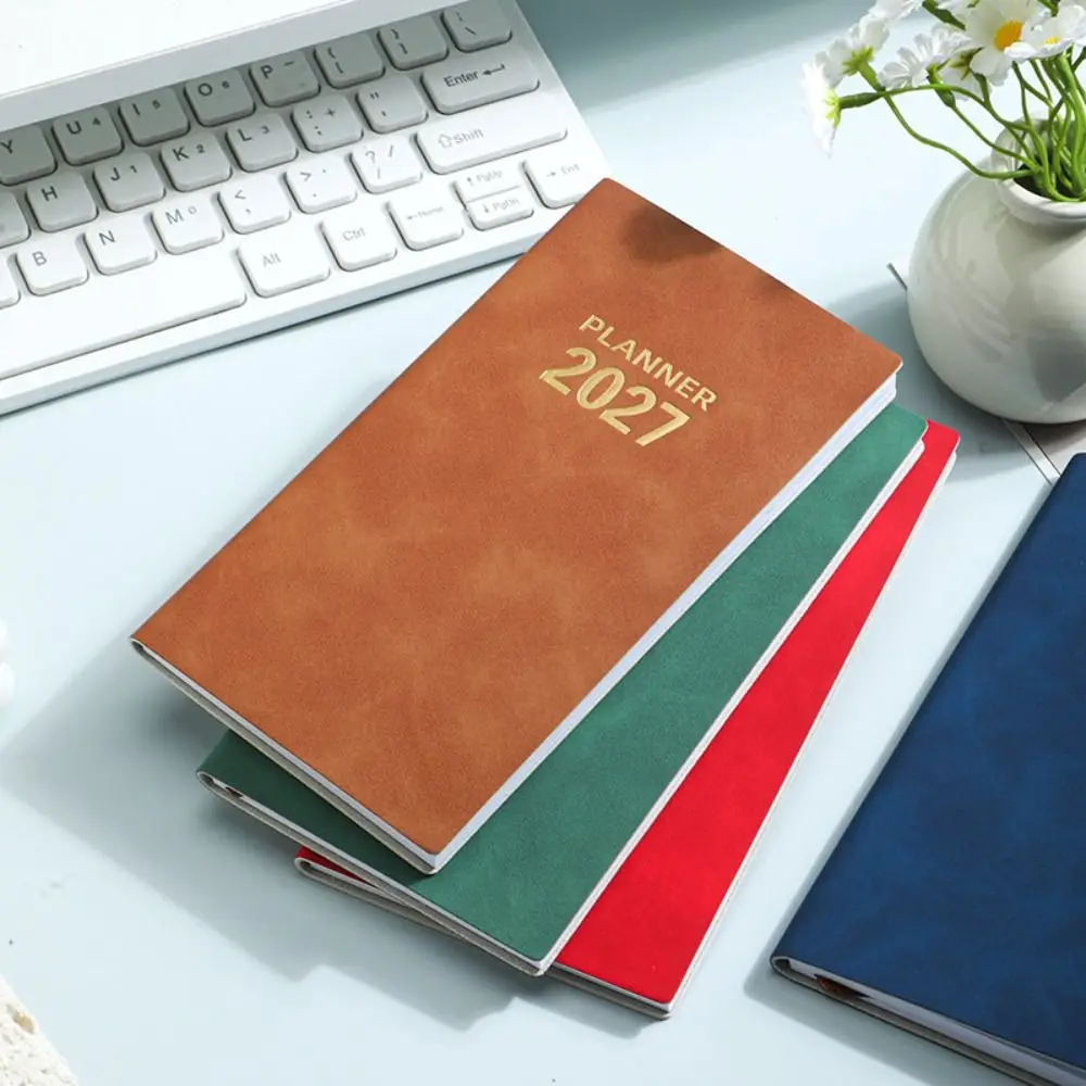 Portable A6 2027 Schedule Book Planner Reminder Textured PU Daily Planner Book To Do List Calendar Book Students