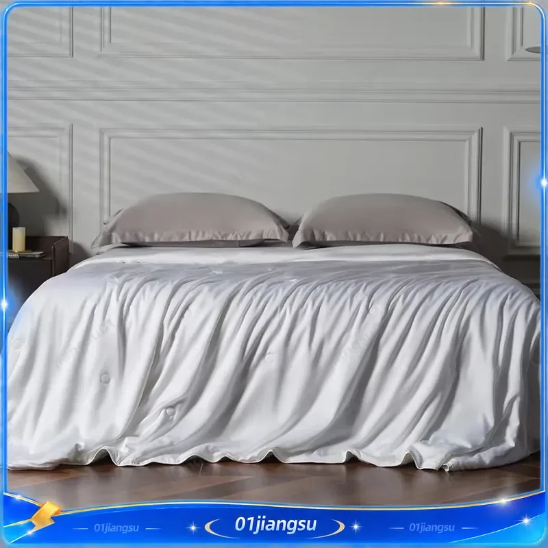Luxury 100% Mulberry Silk Throw Blanket Handmade Real Silk Cooling Blanket Lightweight Smooth Thin Comforter for Summer Bed
