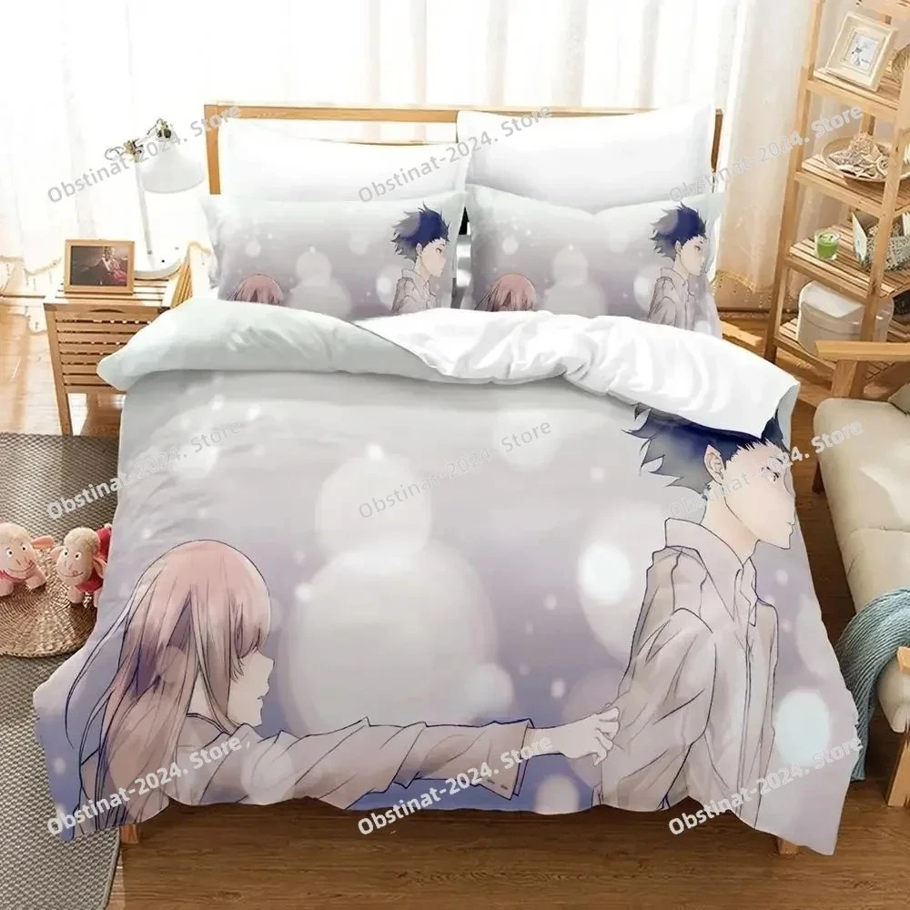 

3d Anime Film A Silent Voice Bedding Set Printed Bed Set Duvet Cover Sheet Pillowcase Bed Soft Quilt Cover Full Queen King Size