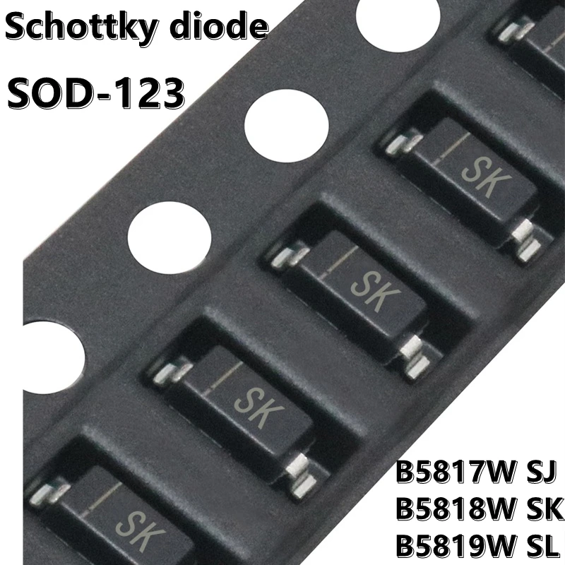 (20pcs) B5817W SJ/B5818W SK/B5819W SL SMD Schottky Diode SOD-123