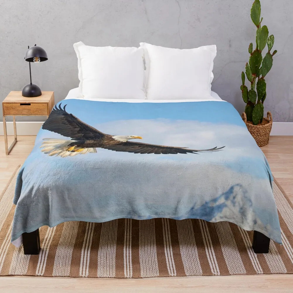 Soaring American Bald Eagle Throw Blanket Hair Blanket Soft Blanket Custom Blanket