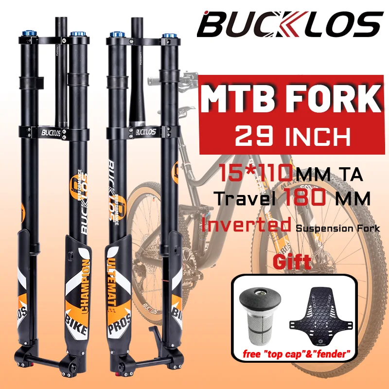 

BUCKLOS велосипедная 29-дюймовая перевернутая воздушная вилка 15*110 мм, сквозная вилка для скоростного спуска, MTB, пневматическая подвеска, велосипедная вилка, двойное плечо, часть велосипеда
