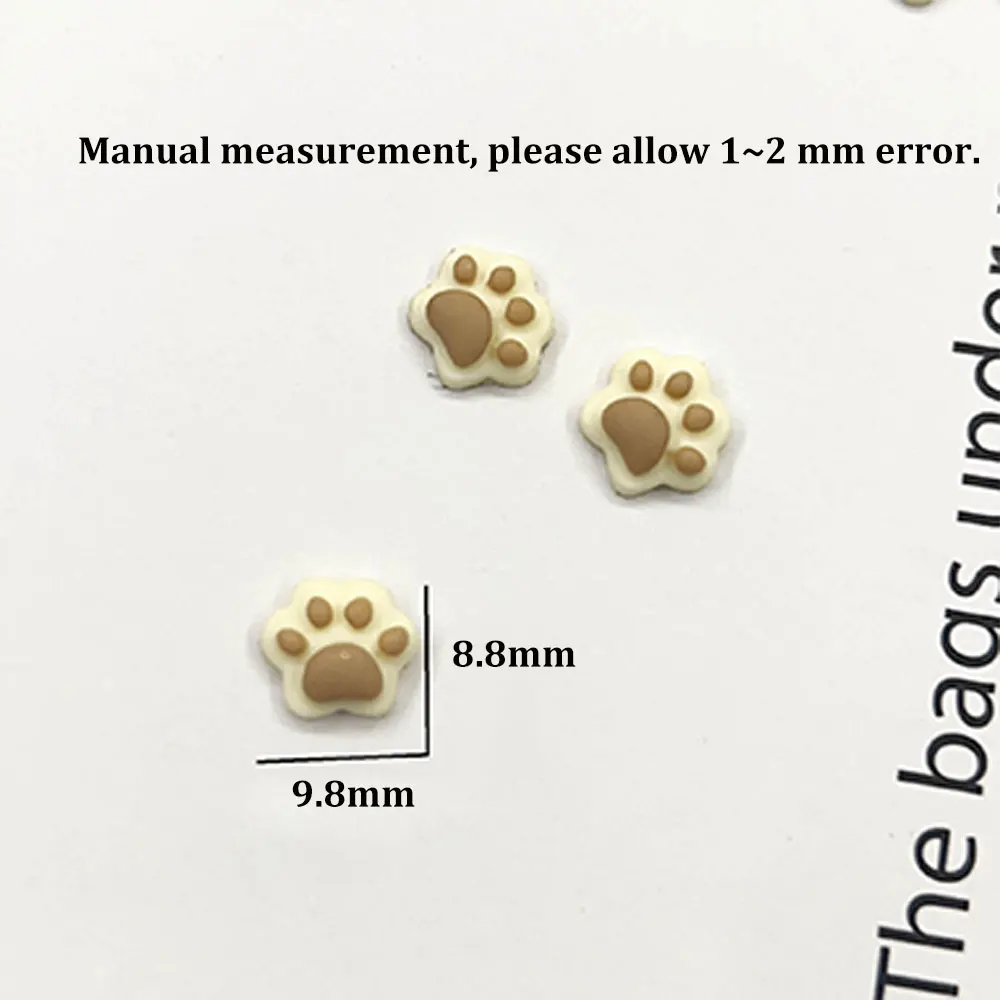 100Pcs Luminous Cat Paw Nail Charms, Cute Multicolor 3D Decorations, 8.8*9.8mm for DIY Press On Nails