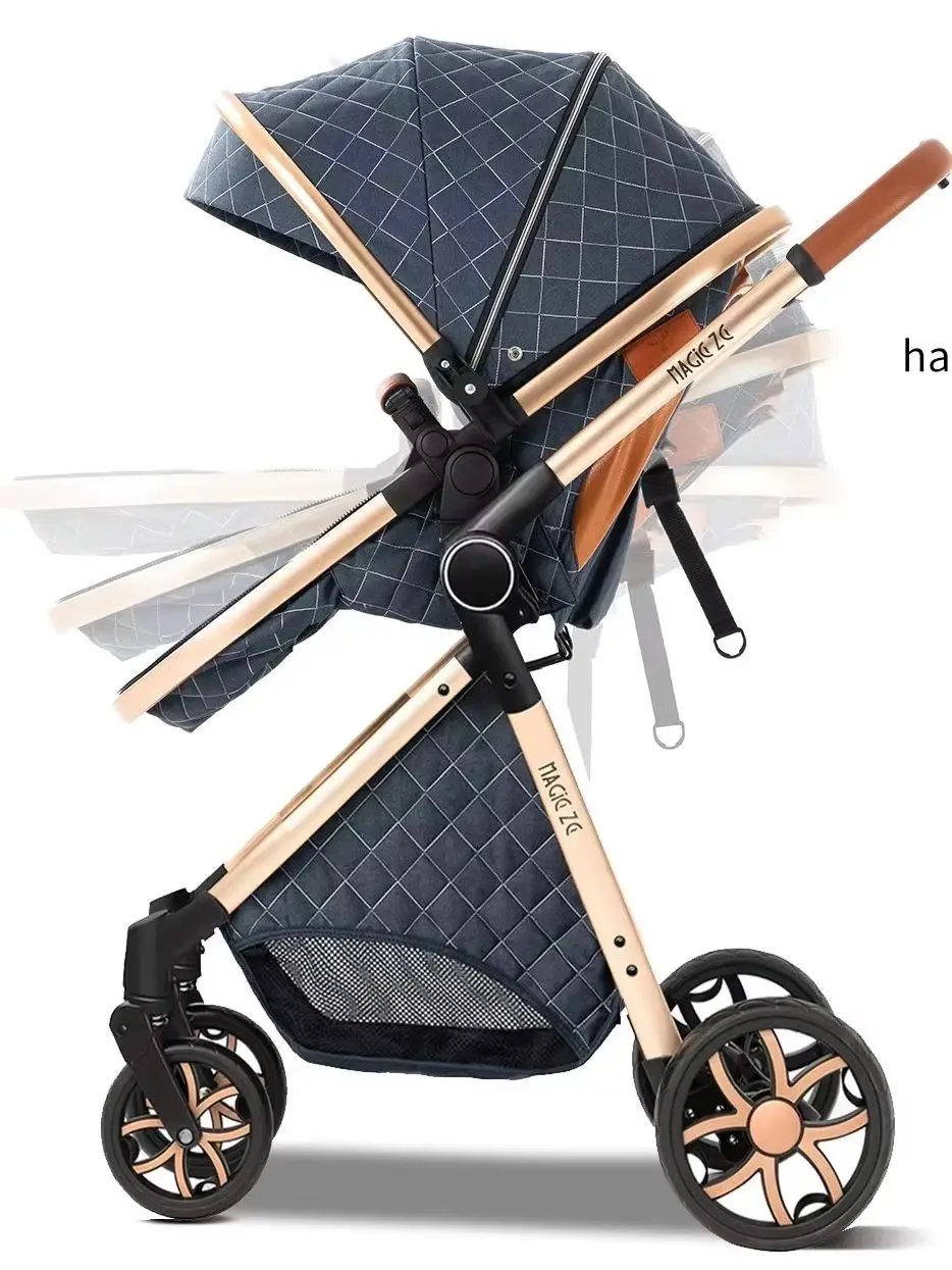 Konvertierbarer 3-in-1 Neugeborenen-Kinderwagen, beidseitig nutzbar, mit Sitz für die Mutter und Sitz für den Kindesbettenwagen, multifunktionaler Babybett, Sicherheitssitz, kombinierte stoßdämpfende