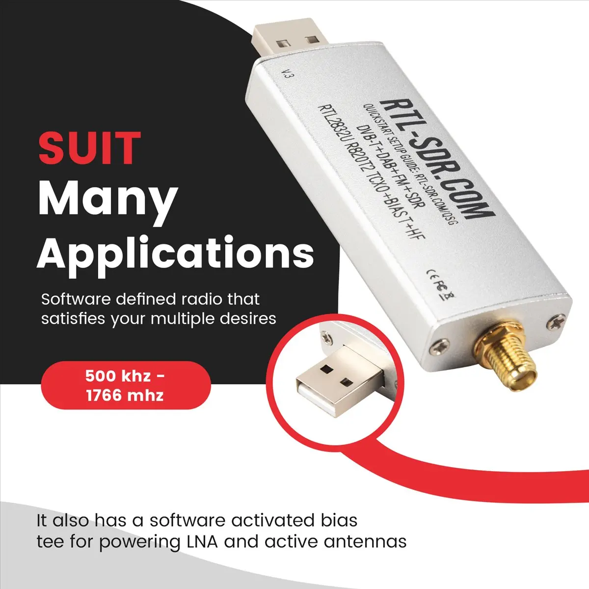 【dt56】v3-r820t2-rtl2832u-1ppm-tcxo-sma-systeme-de-communication-rtlsdr