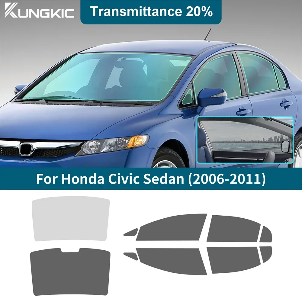 

For Honda Civic Sedan 2006-2011 Pre-cut Side Window Tint Film Auto Solar UV Protection Black Glass Sticker