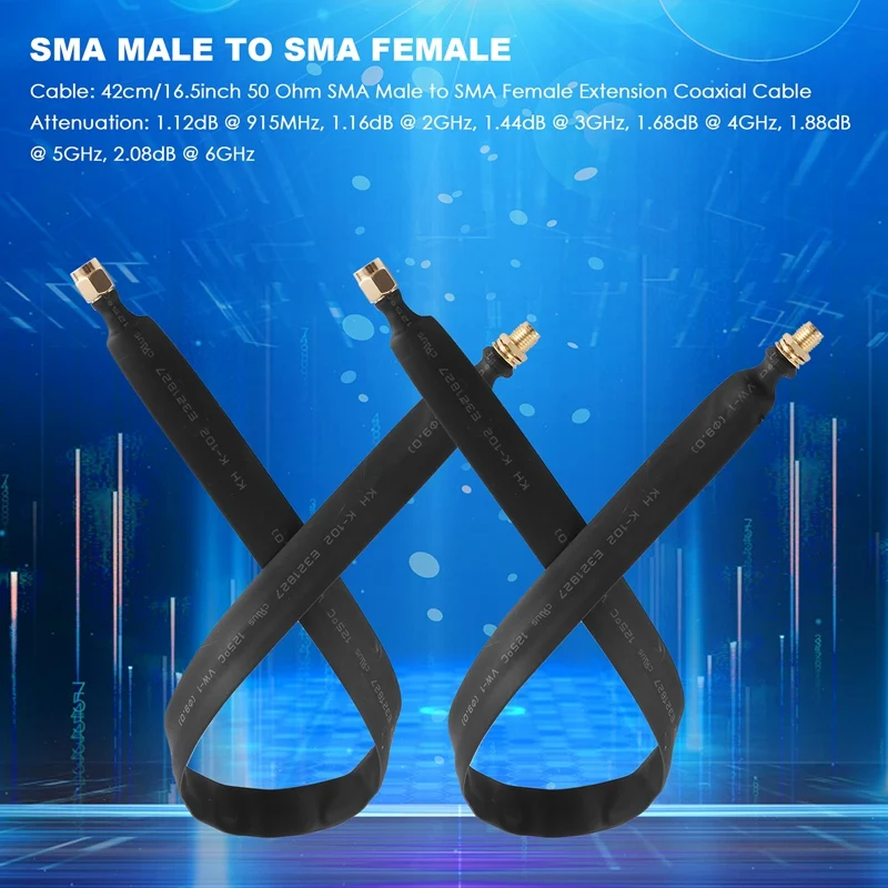 2 Pcs Lora Flat Cable SMA Male To SMA Female Window And Door Feed Thru Coaxial Cable Extension Adapter For Lora Wifi