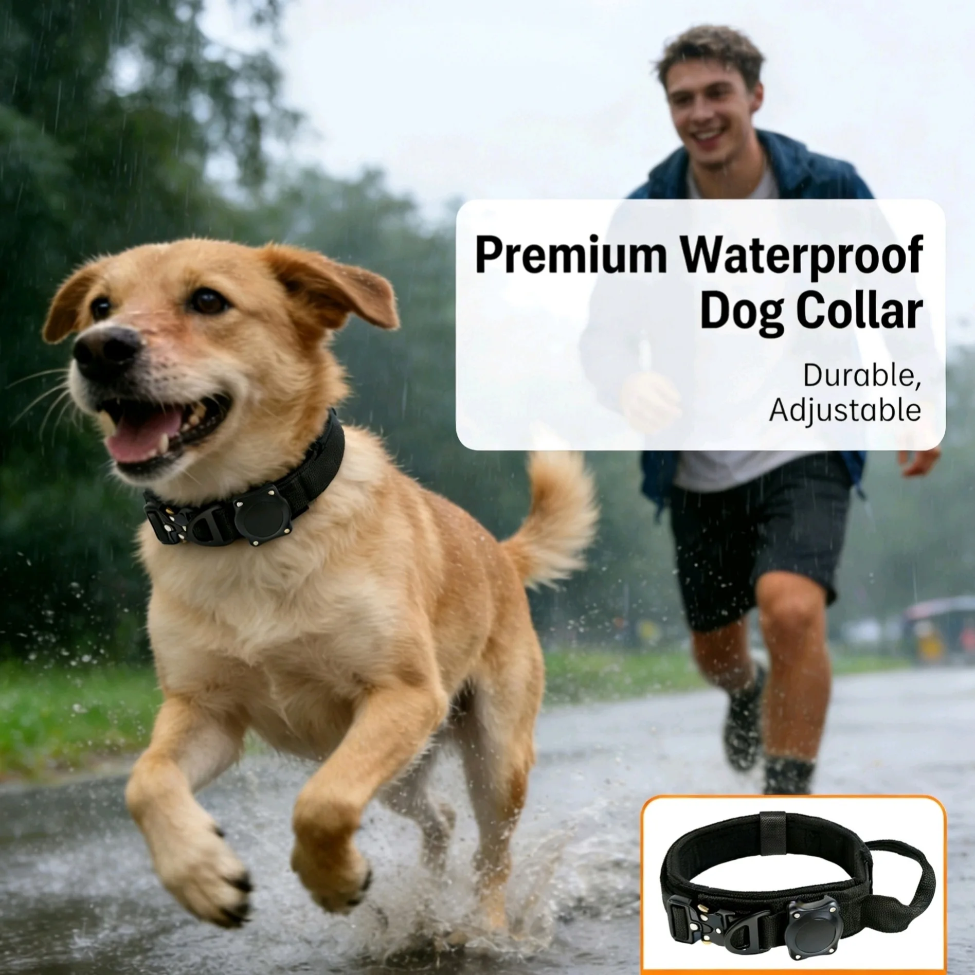 Tactical Apple AirTag Dog Collar, Durable Nylon Tracking Collar for Medium & Large Dogs view 4