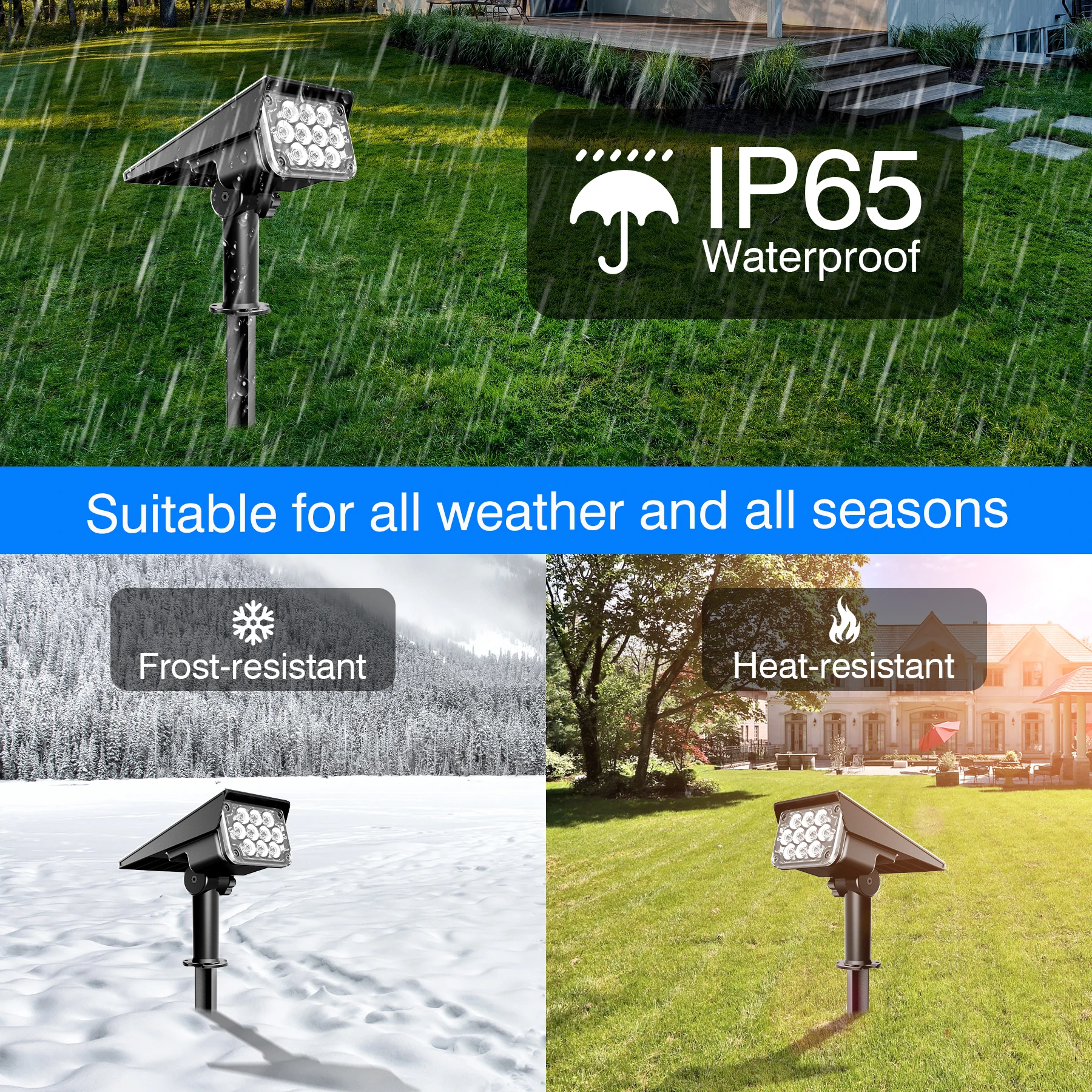 Lampu LED Tenaga Surya Luar Ruangan IP65 Lampu Biru Tahan Air Lampu Tenaga Surya Lampu Rumput untuk Dekorasi Taman Lampu Dinding Tenaga Surya Luar Ruangan