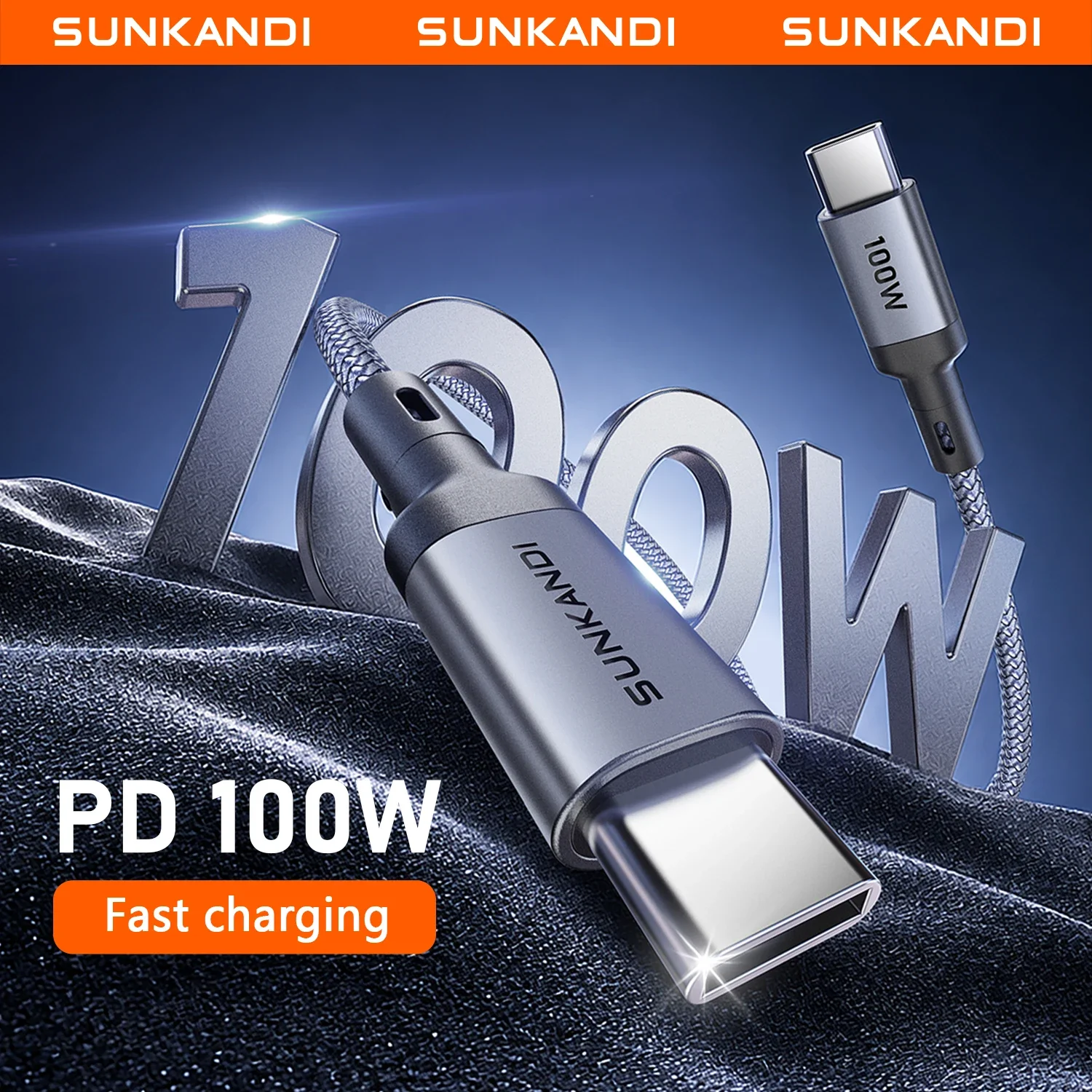 SUNKANDI 100W USB C To Type C Cable,100W /60W Fast Charging Charger Cable Data Cord  For iPhone 17/16, MacBook, iPad, Galaxy S26