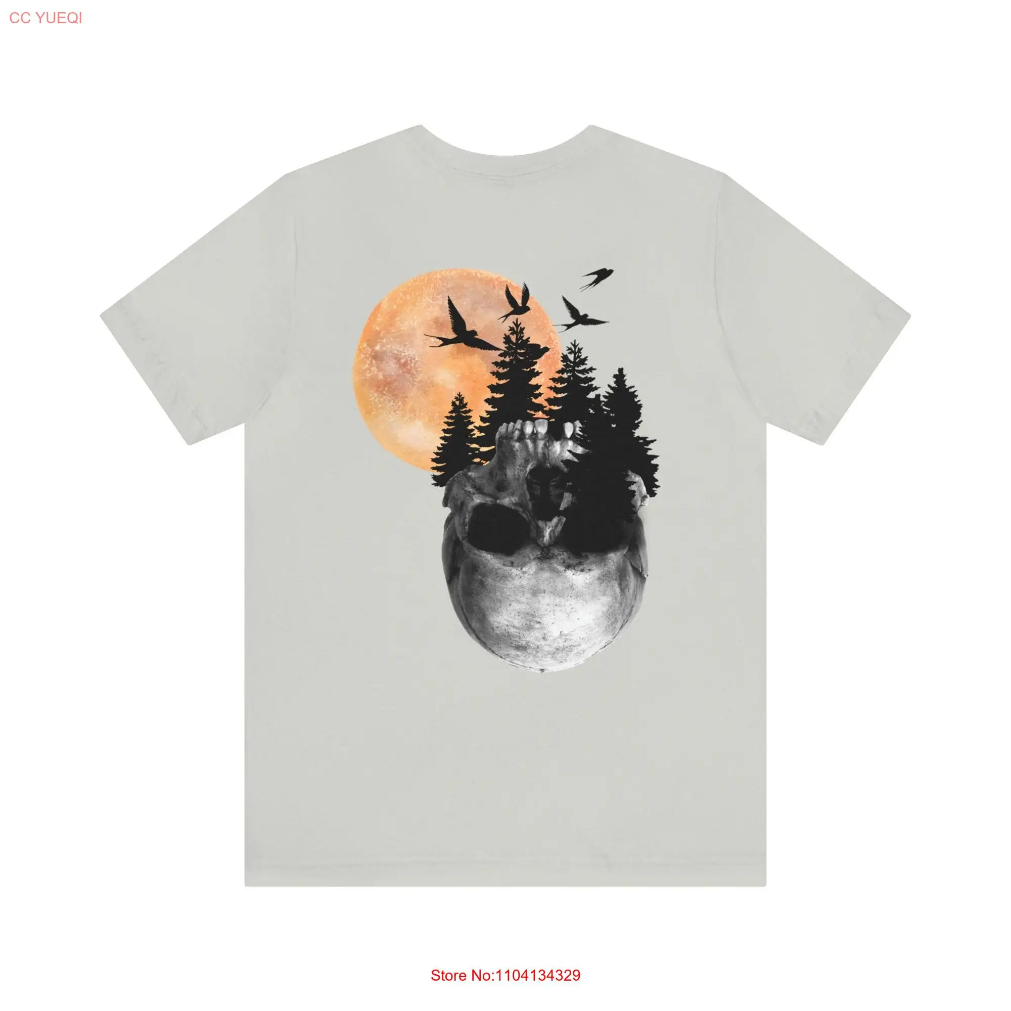 Moon Skull Jersey Front and Back  T Shirt long or short sleeves