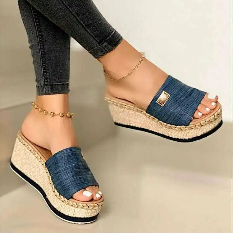 2022 Summer Platform Wedge Sandals for Women Fashion Retro Slippers Female Open Toe Mules Outdoor Beach Walking Ladies Shoes